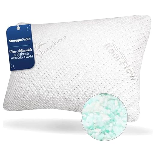 Snuggle-Pedic Original USA Made Ultra-Luxury Bamboo Shredded Memory Foam Pillow Combination – Kool-Flow Breathable Best Cooling Hypoallergenic Bed Pillow Outer Fabric Covering (Queen)