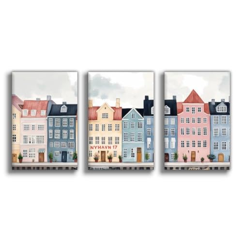 Toile Copenhague Nyhavn pour habiller un grand mur blanc vide