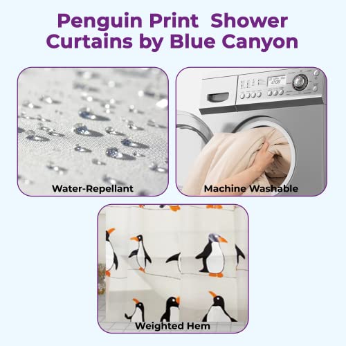 Blue Canyon Penguin Printed Shower Curtains, Black/White, W 70.9" x L 70.9" (1 Panels) - Image 2