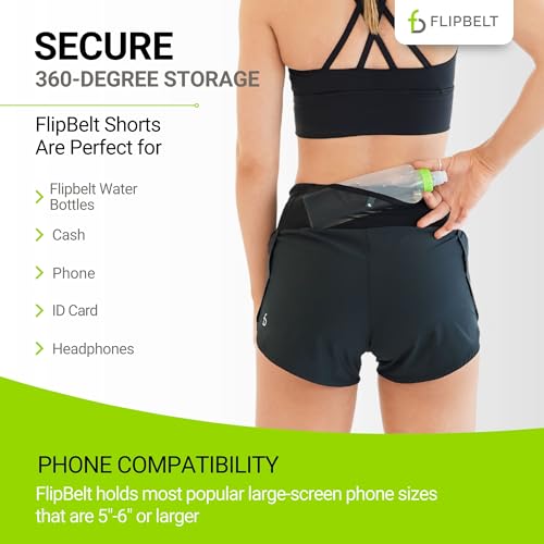 FlipBelt High Waisted Quick-Dry Air Running Shorts Workout Sport Layer Active Shorts with Pockets and Built in Running Belt3