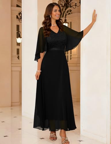 Image of DRESSTELLS Wedding Guest Maxi Dress Mother of Bride 2026 Fall Evening Gown