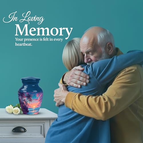 Image of Beach Urn - Human Remains Urn - 3 Inch - Pack of 4 - Miniture Urns for Mom & Dad - Funeral Cremation Urns for Ashes - Burial Decorative for Mom & Dad