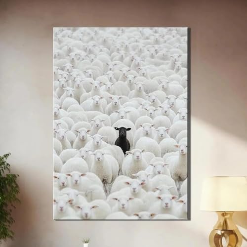 Tableau sur toile mouton noir pour chambre d'enfant affiche moderne 60x90cm