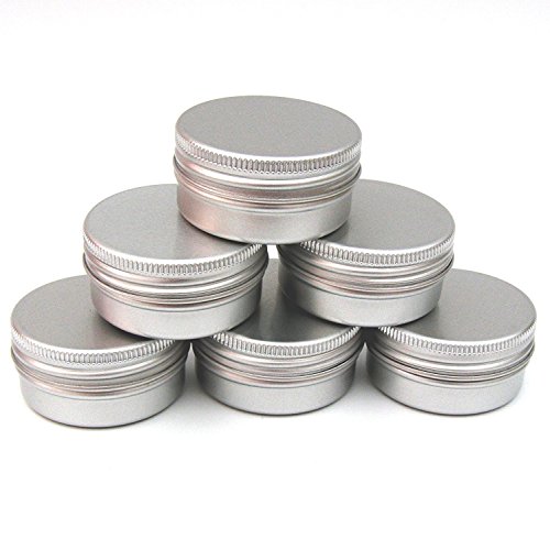 Healthcom 25g + 50g Metal Tins Screw Top Aluminum Tin Jars Empty Slip Slide Round Tin Metal Steel Tin Cosmetic Sample Containers,10 Pack(5/6 Oz + 1 2/3 Oz)
