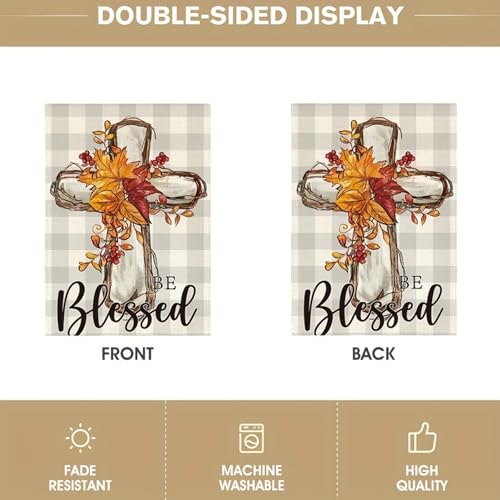 Croix d'érable de Thanksgiving : drapeau de cour en toile de jute robuste