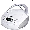 Denver TCU-211 Tragbare Stereo Boombox mit USB, FM-Radio, CD-Player und MP3-Unterstützung, Silber, Weiß