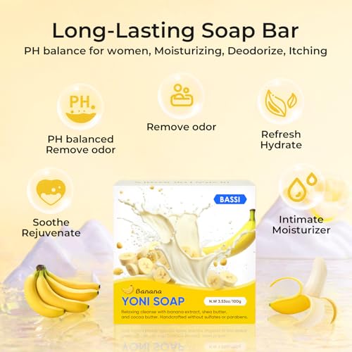 Image of Yoni Soap Bars & Natural Yoni Oil Set, Natural Yoni Wash for Women Feminine Wash Deodorants pH Balance, Eliminates Odor, Banana Feminine Oil 30ml /1 oz, 2pcs 3.53 oz Bath Soap