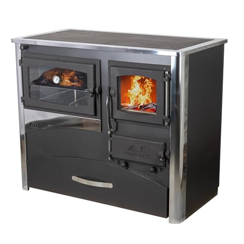 Produktfoto von EEK A Kaminofen mit Backfach und Herdplatte ABC Concept 2 Air Links Mehrfachbelegung Holzofen 11,6 kW Kamin Ofen Holz…