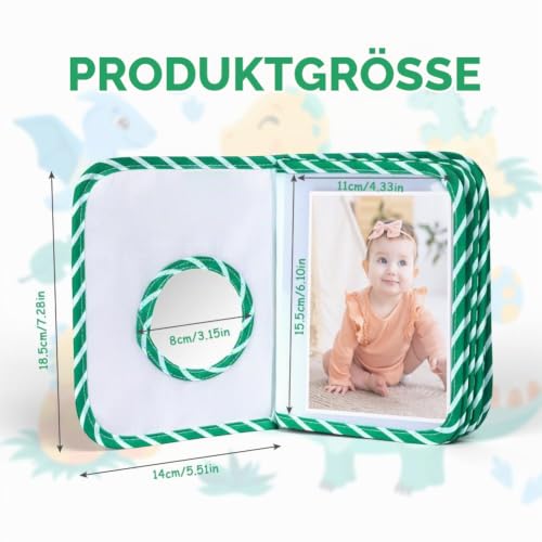 Aolso Baby Fotoalbum 17 Fotos, Baby Fotobuch mit Anhänger, Babyalbum aus weichem Stoff, Mein erstes Familienalbum… – Ansicht 2