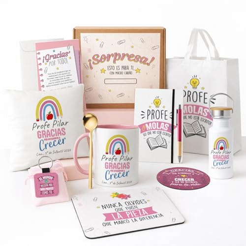 Kembilove® Pacote de presente personalizado para professores, conjunto premium com almofada, caneca e livres, detalhes emocionais e completos para professores, presente de classe especial