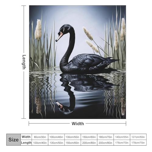 Couverture douce en flannel imprimé cygne avec finitions soignées - 6