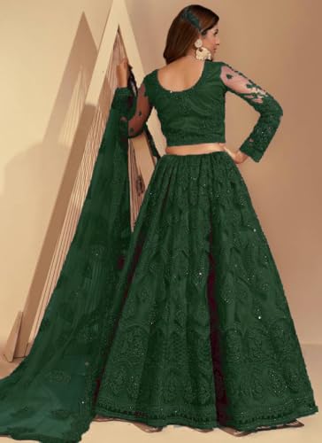 Image of ZAALIMA FASHION Women's Semi Stitched satin blend Lehenga Choli with Embroidered Pattern Unstitched Blouse and Dupatta Set | Women's Lehenga Cholis