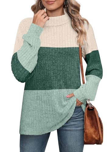 OFEEFAN Turtlenecks Tops for Women Oversized Sweaters Fall Outfits 2025 Plus Size Clothes Long Sleeve Shirts Triple Color2