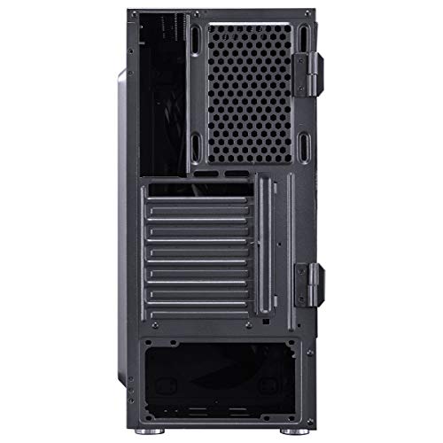 GABINETE GAMER VX GAMING PYXIS COM JANELA ACRILICA COM DOBRADICA PRETO FRONTAL COM FITA LED RGB