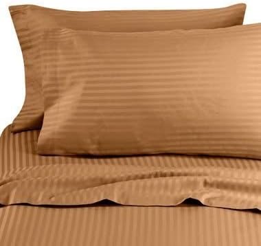 Deluxe’ Solid Bed Sheet Set 100 Percent Egyptian Cotton Fine Single Yarns 1400 Thread Count Features Indulgently Soft Surface with a Lovely Sheen!! Set includes Fitted, Flat and Pair of Pillow Cases. Deep Pocket Fitted Sheet up to 18 Inches (Twin Extra Long (XL), Bornze)