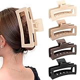 ZYTJ 5 Inche Extra Large Claw Clips for Thick Hair and Long Hair, 4 Pack Xl Jumbo Claw clips, Oversized Matte Non-slip Rectangle Hair Clips for Women, Big Strong Hold Jaw Clip,Neutral Color