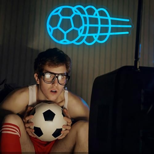 Image of Soccer Neon Sign Dimmable Blue Soccer Led Neon Sign for Wall Decor, Football LED Neon Light for Bedroom Birthday Party Man Cave College Dorm Club, Sports Signs Gifts for Boy