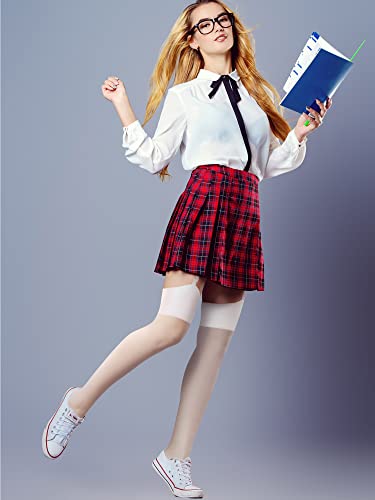 Geyoga-3-Damen-Struempfe-und-Strapse-Set-Spitze-Elastisch-Strapsguertel-und-Struempfe-Set-Schwarz-Weiss-Rot-Strapsstruempfe-fuer-Halloween