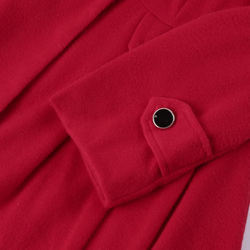 Winter Women's Fashion Trench Coat Lapel Wool Double Breasted Casual Belted Pea Coat with Warm Coat3