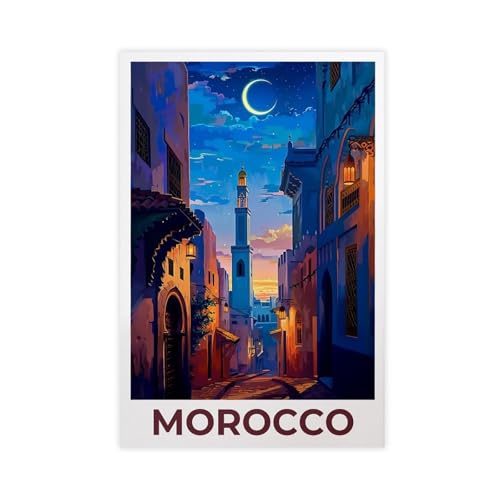 Póster impreso de Marruecos, lienzo para decoración de pared, pinturas para sala de estar, dormitorio, decoración de 40 x 60 cm