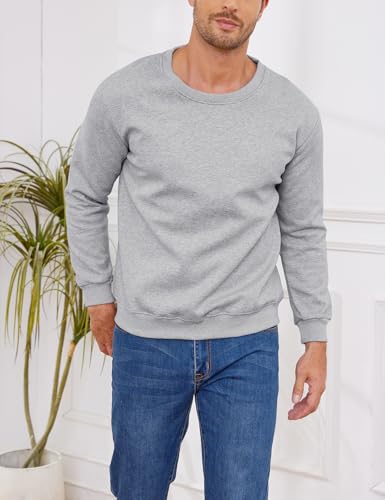 Image of Gihuo Men's Warm Crewneck Sherpa Lined Fleece Sweatshirt Pullover Tops
