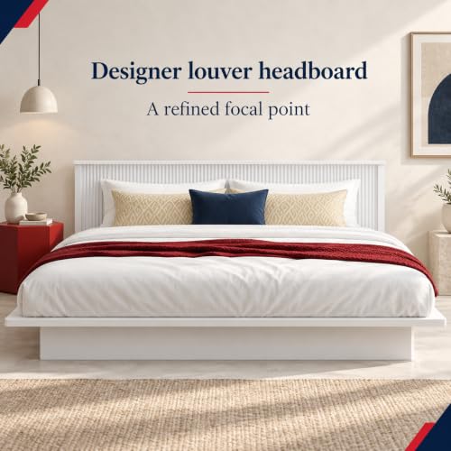 Image of Bniture Modern Low Height Queen Size Bed Without Storage | Engineered Wood Platform Bed Headboard | Bed Queen Size Wooden Cot Double Bed for Bedroom 3 Year Warranty (Frosty White)