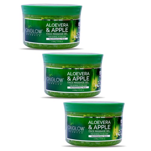 OxyGlow Herbals Alovera Apple Face Massage Gel- For Natural Glowing & Healthy Skin| Deeply Nourishes- 500 Gm (Pack of 3)