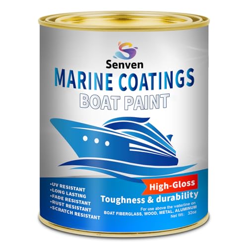 SENVEN Boat Paint 35 Oz Gloss White Marine Boat Topside Bottom Enamel Paint for Boats, RVs, Wood, Fiberglass, Aluminum, Metals, Oil-Based Epoxy Grey