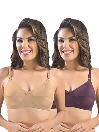 Image of SONARI Womens Cotton Everyday Bra | Non Padded, Wire Free, Comfortable Bra with Seamed Cups | Medium Coverage, Hook and Eye Closure for Everyday Wear | Adjustable Strap for a Customized Fit - Loreal