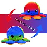 Oktopus Plüsch Wenden XXL,Reversible Octopus Plüschtier XXL,Doppelseitig Krake Kuscheltier Ist EIN Emotionales Spielzeug,Wende Oktopus Auch Ideal Für Wurfkissen/Dekorationen/Geschenk(40CM)