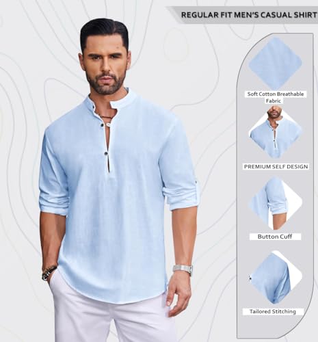 Image of Zombom Men's Kurta || Chinese Collar Long Sleeves || Straight Hip Length Kurtas || Short Kurta for Men || for Festival || Function || Occasion Wear Fancy Kurta for || Best Gifts for Men