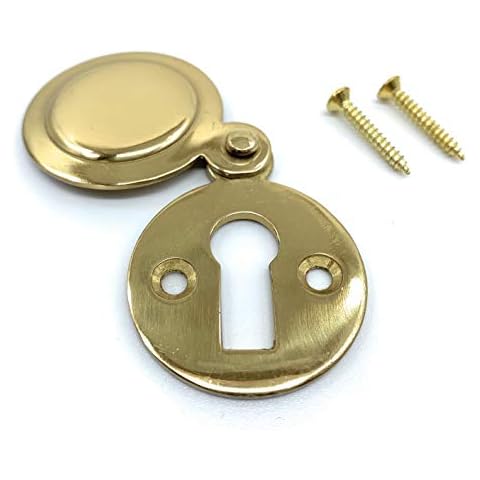 Polished Brass Round Keyhole Cover Escutcheon with Screws Cover