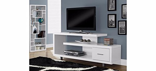 Image of APRODZ Solid Wood Albi TV Unit with 1 Drawer & Shelf Storage Entertainment Unit Center Console TV Table for Living Room Furniture (White Finish)