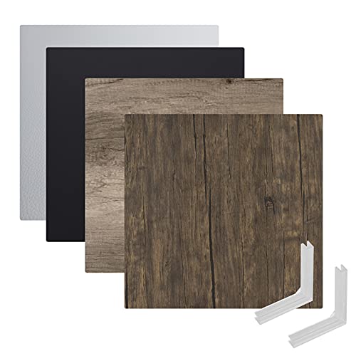 Goshoot 2x2ft Photo Backdrop Boards Kit, 2 in 1 Flat Lay Background Board for Food Product Photography Tabletop Props Realistic Surface Dark Light Wood & Black White Leather -2Pack4Graph