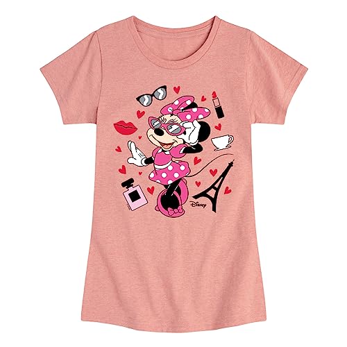Disney Characters - Mickey & Friends - Minnie - Pretty in Paris - Toddler and Youth Girls Short Sleeve Graphic T-Shirt