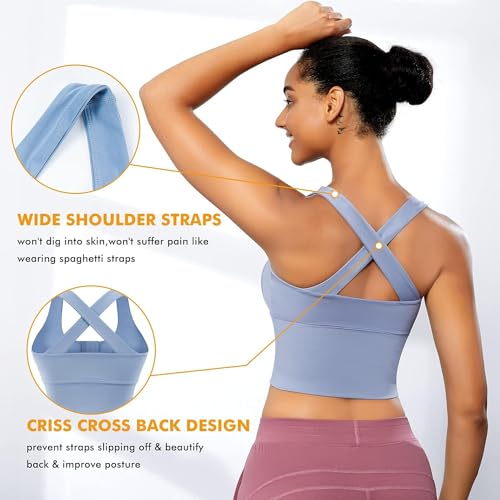GLAMORAS Women Polyester Spandex Medium Impact Front Zip Sports Bra Longline Fitness Criss Cross Back Crop Tops for Gym, Yoga & Workout - Size: M-2XL