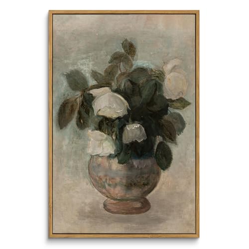 InSimSea Framed Canvas Prints Art Vintage Decor, Large Flowers in