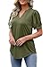 Tops for Women Casual Summer Short Puff Sleeve Tunic Shirts Summer V Neck Tshirts Spring Fashion Curved Hem Blouses Dressy T-Shirts Loose Fit Green XL