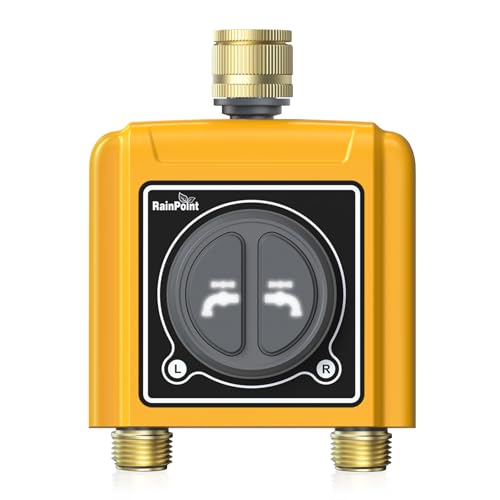 RAINPOINT Computer di irrigazione WLAN 2 uscite con ingresso e uscita in ottone, timer con ritardo di pioggia/irrigazione manuale, controllo app (solo timer)