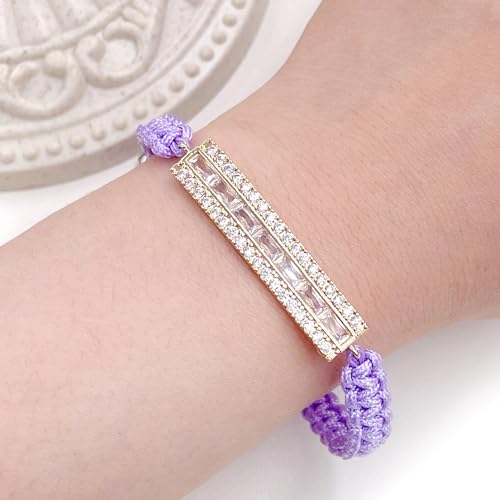 Image of Hand-woven String and Tennis Zircon Bracelet, Stylish Retro Adjustable Bracelet BFF Cubic Zirconia Crystal Women's Love Friendship Jewelry