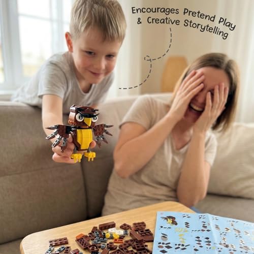 Image of Intelliskills Think Blocks: 3-in-1 Aquatic Animals 118 Piece Set,Shark, Squid&Seahorse, Model Building Kit for Kids,STEM Construction Set for Toddlers,Assemble&Play Game,Activity&Gifting Toy (Brown)