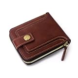Jiusely Mens Wallet Credit Card Holder, Wallets for Men RFID Blocking, Men's Wallets, Card Cases & Money Organisers for Men with Zipper Coin Pocket, Deep Coffee Color