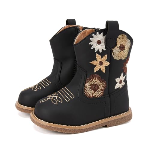 Image of BMCiTYBM Baby Cowboy Cowgirl Boots Infant Western Shoes Boys Girls Round Toe Boots All Seasons 6-24 Months