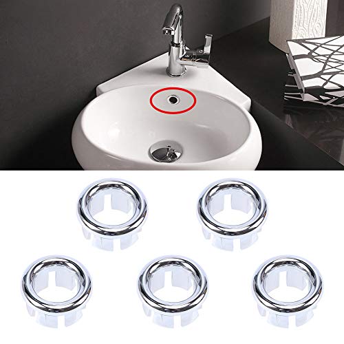 Whosee 5-Pack Vanity Basin Round Overflow Covers Kitchen Remplacement Hollow Ring Bathroom