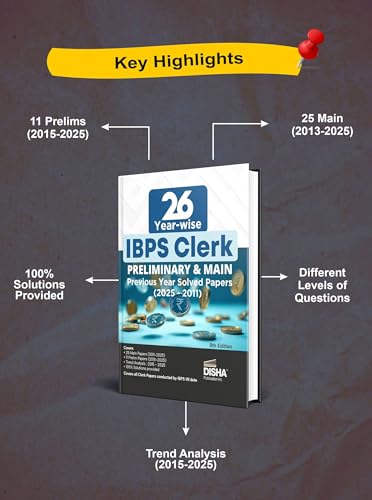 Image of Disha 26 Year-wise IBPS Clerk Preliminary & Main Exams Previous Year Solved Papers (2025 - 2011) 8th Edition