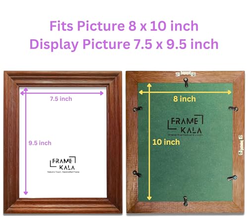 Image of Handmade Wooden Rectangular Photo Frame, 8 x 10 inch Display for Artworks, Pictures and Photos of Your Loved Ones, Best for Home, Office, Wall Decor, Living Room, Bedroom, Warm Walnut