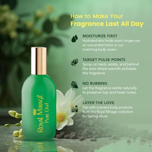 Image of Royal Mirage Pure Oud Eau De Cologne | Long-Lasting Unisex Perfume | Oud, Leather & Saffron Notes | Bold & Captivating Luxury Fragrance | Exotic & Sophisticated Scent | Gift for Men & Women | 120ml