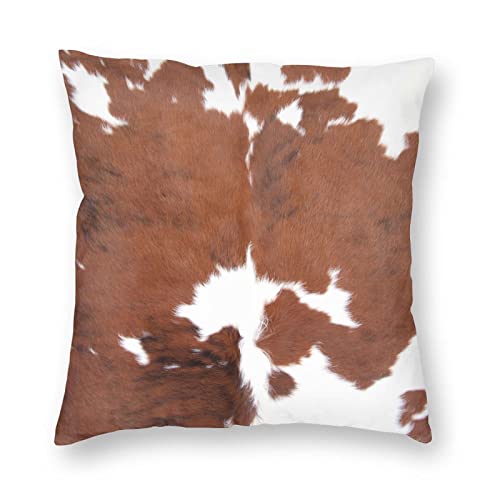 Farmhouse Cowhide Decorative Throw Pillow Covers Cow Print Pillows Case Square Cushion Cover Standard Pillowcase for Sofa Couch Bedroom Patio 18 X18 Inch