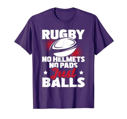 Rugby No Helmets No Pads Just Balls - Rugby Player Coach T-Shirt, Men, Purple, Large