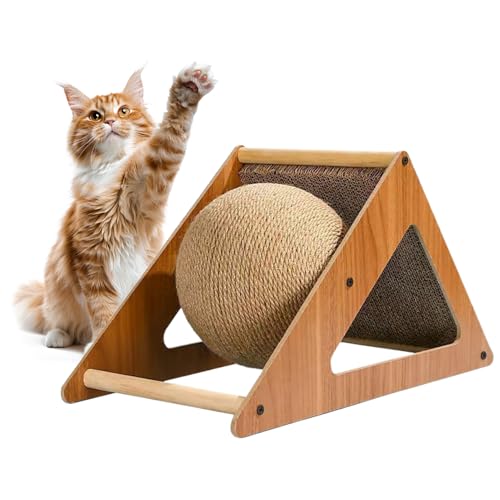 猫用ボールスクラッチャー | ウサギストレス解消おもちゃ,木製爪とぎボール 小型ペット子猫用,キトンうさぎストレス解消